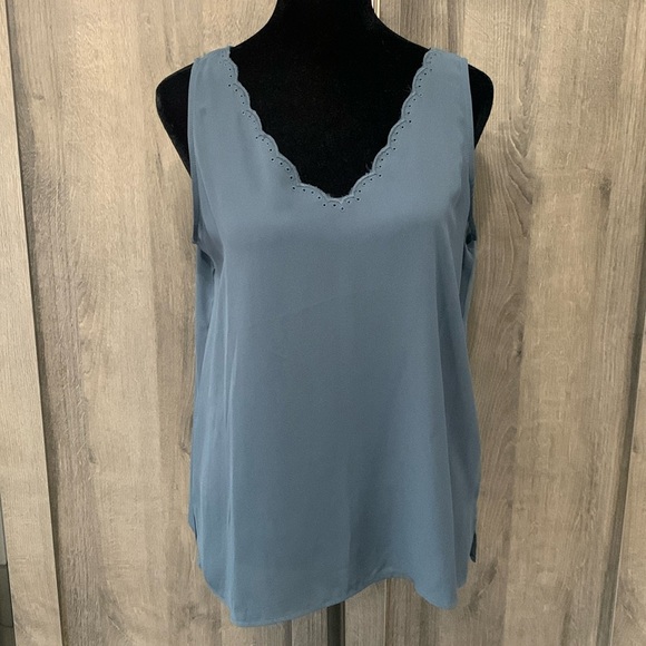 LOFT Tops - Ann Taylor Loft Outlet Navy Antique Blue Sleeveless Tunic Blouse Women's Small P